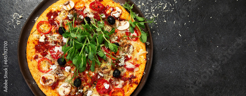 Super Healthy Vegan Vegetables and Mushrooms Pizza.