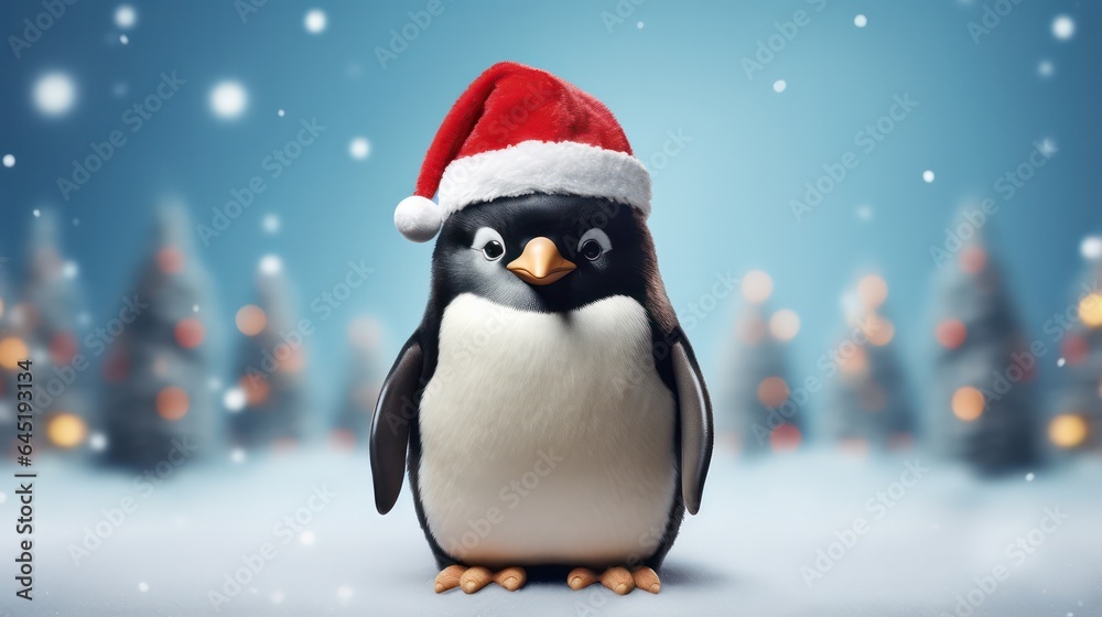 a photograph of pinguin wearing santa clause costume and hat for christmas celebration generative ai a photograph of pinguin wearing santa clause costume and hat for christmas celebration generative ai