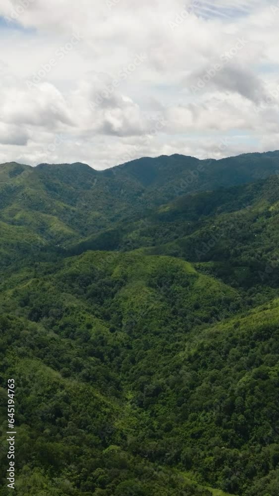 Aerial view of mountains and hills with green vegetation and trees in the tropics. Sumatra, Indonesia. Aerial view of mountains and hills with green vegetation and trees in the tropics. Sumatra, Indonesia.