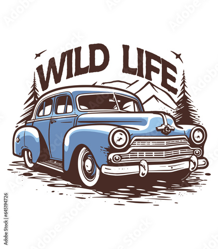 Classic Automobile Illustrations That Evoke Outdoor Adventure and Nostalgic Wanderlust  Art That Takes You Places   T-shirt  logo  sticker  ready-to-print  hand-drawn vector  outdoor adventure design