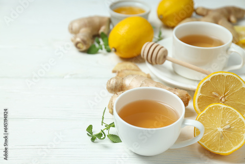 Cold treatment  healthcare concept - tea with ginger
