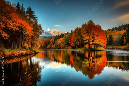 autumn landscape with reflection