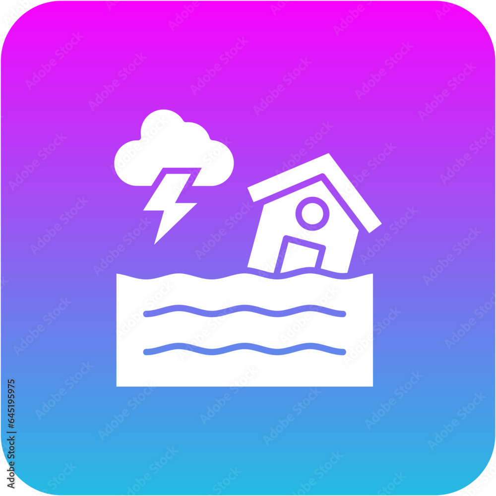 Fototapeta premium Flooded House Icon