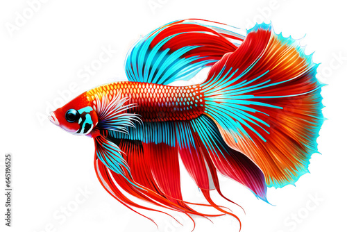 Colorful betta fish on transparent background.