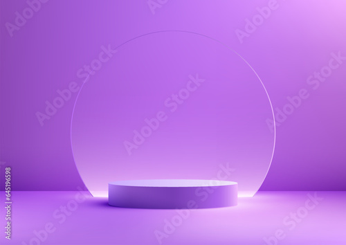 3D Purple Podium with Glass Backdrop