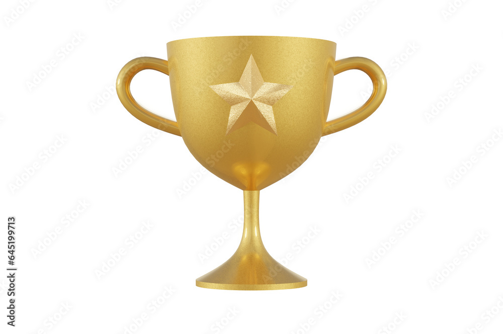 3D Illustration, Winner Gold Trophy 3D Icon. 3D Illustration, Winner Gold Trophy 3D Icon.