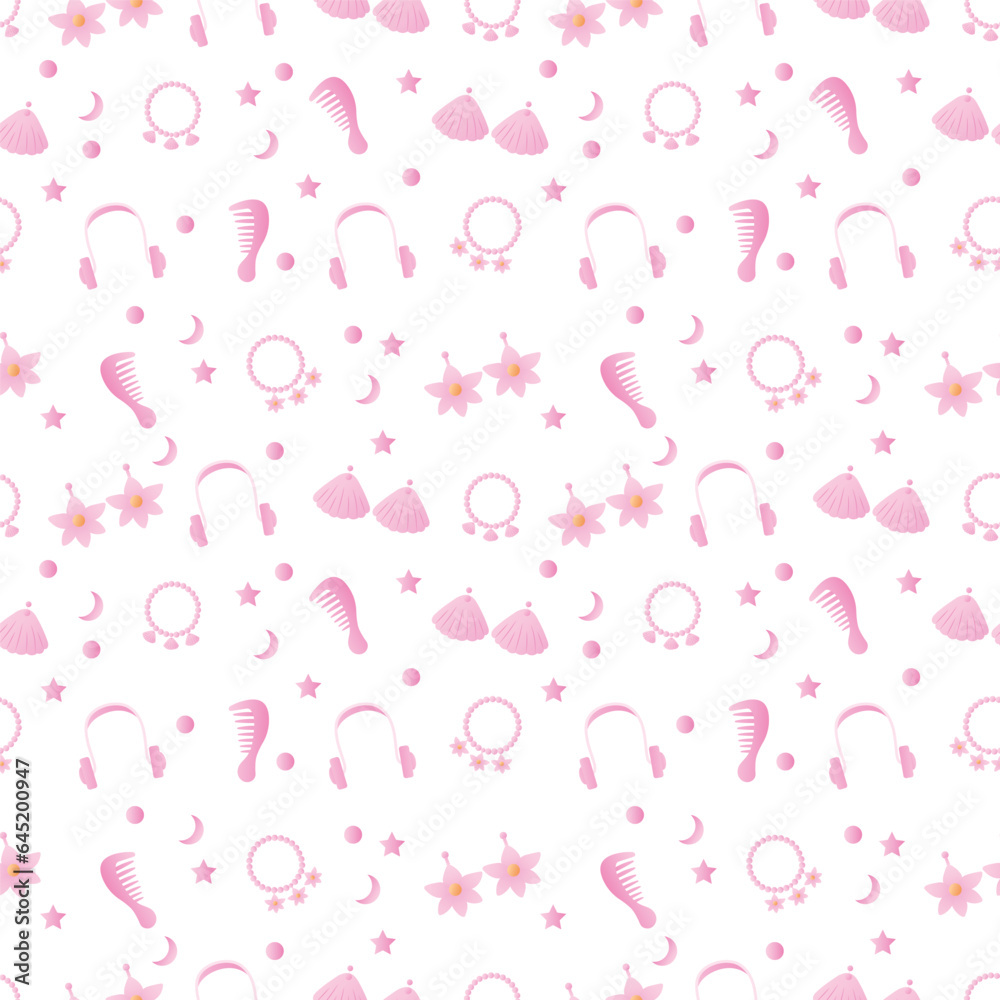 Pink items seamless pattern for a girl Pink items seamless pattern for a girl