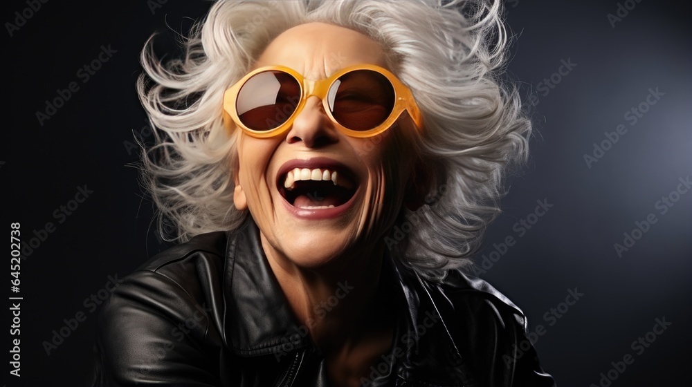 portait of senior women smilling and laughing and having fun in fashion studio.