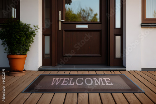 A door mat with "Welcome" sign on it