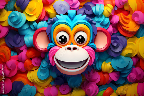 colorful background with art of a monkey's face