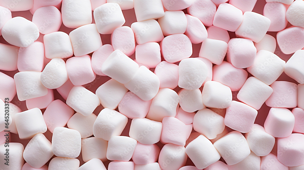 Marshmallows background. Texture of colorful mini marshmallows. Generative AI Marshmallows background. Texture of colorful mini marshmallows. Generative AI