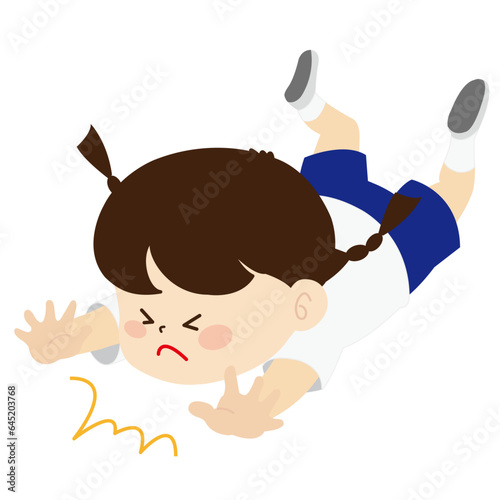 転んだ体操着の女の子のイラスト