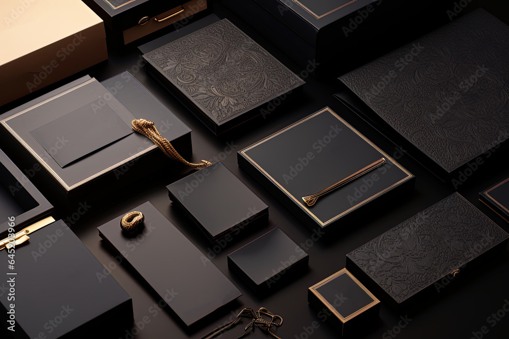 Luxury, consistent and opulent packaging and business card mock up compositions for branding Luxury, consistent and opulent packaging and business card mock up compositions for branding