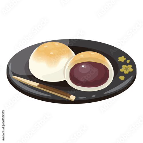 大福　きな粉　こしあん　黒皿　断面