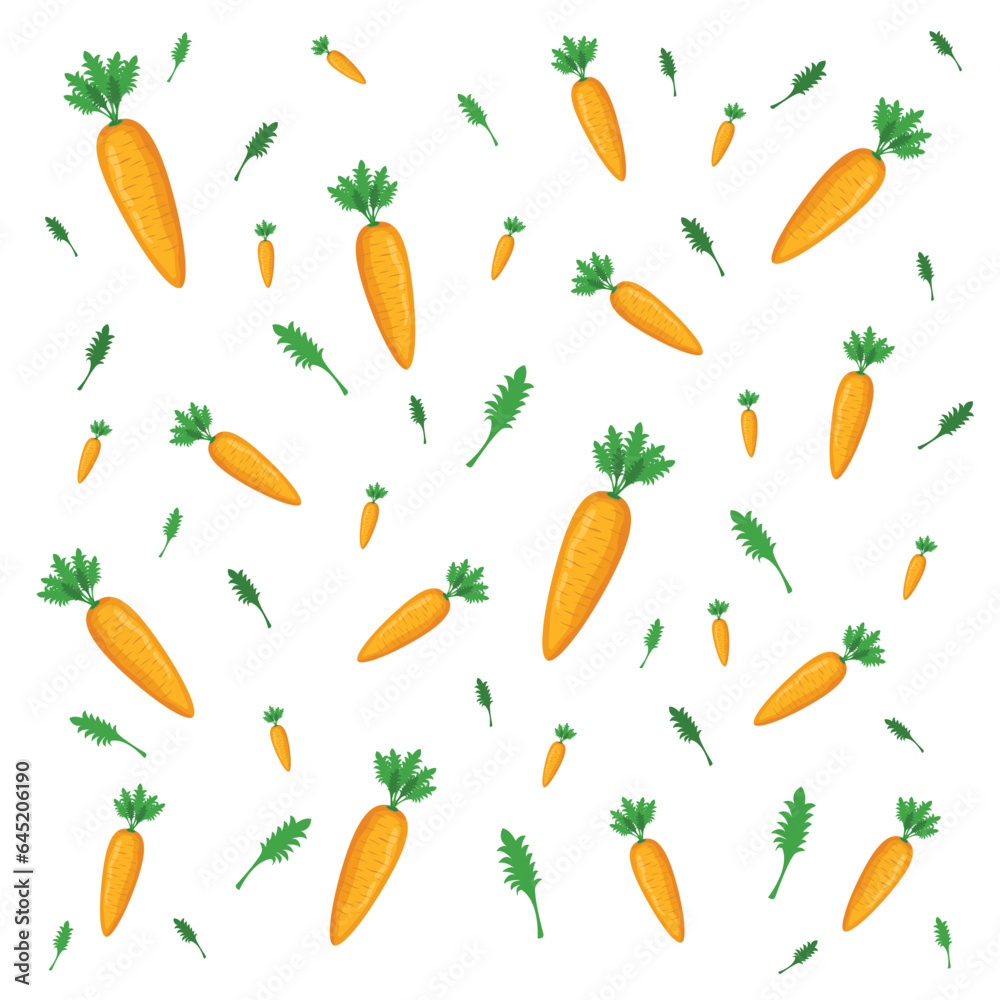 pattern with big and small carrot leaf light green carrot pattern yellow green orange illustration eps 10