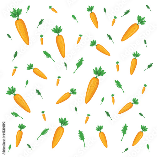 Fototapeta Naklejka Na Ścianę i Meble -  pattern with big and small carrot leaf light green carrot pattern yellow green orange illustration eps 10