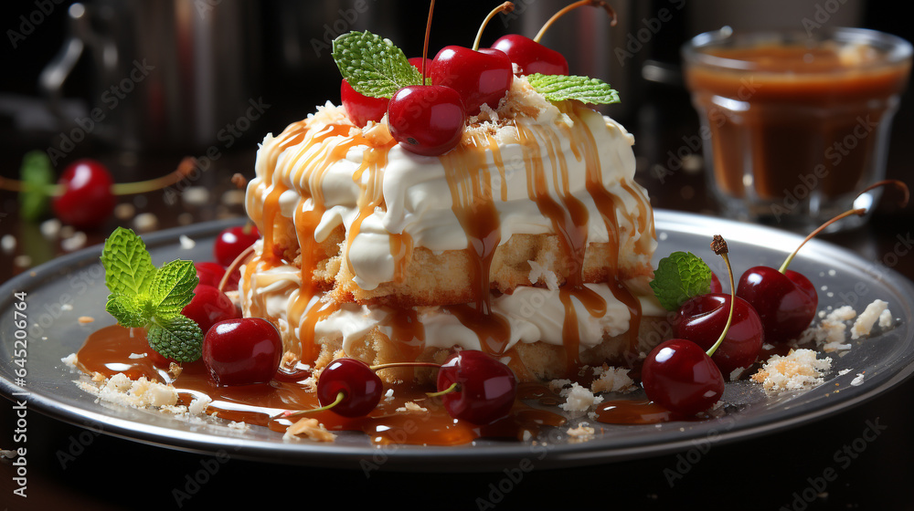 delicious pudding food with fruit topping delicious pudding food with fruit topping