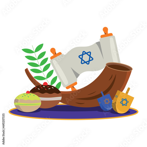 yom kippur illustration with jewish stuff