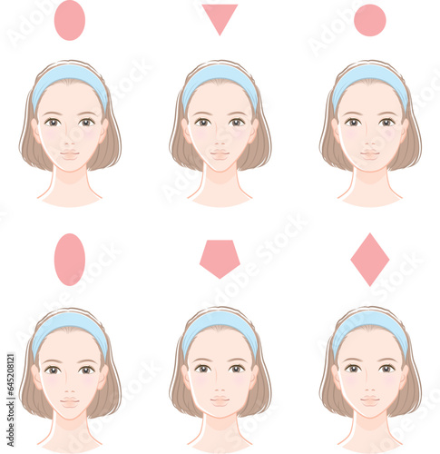 女性の顔のバランスのイラスト