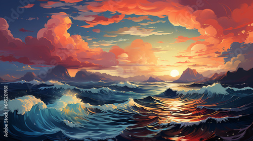 background view of sunset at sea