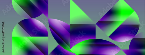 Serene gradient template. Circles and triangles mingle in minimalist perfection. Gentle fusion of forms and hues creates balanced yet captivating backdrop, embodying modern sophistication