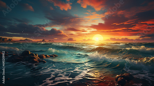 background view of sunset at sea