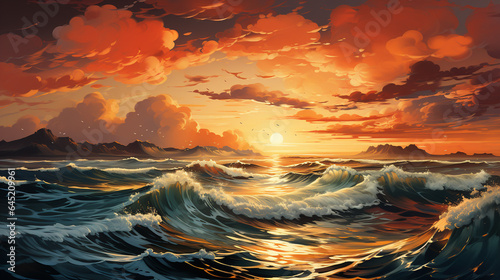 background view of sunset at sea © avivmuzi