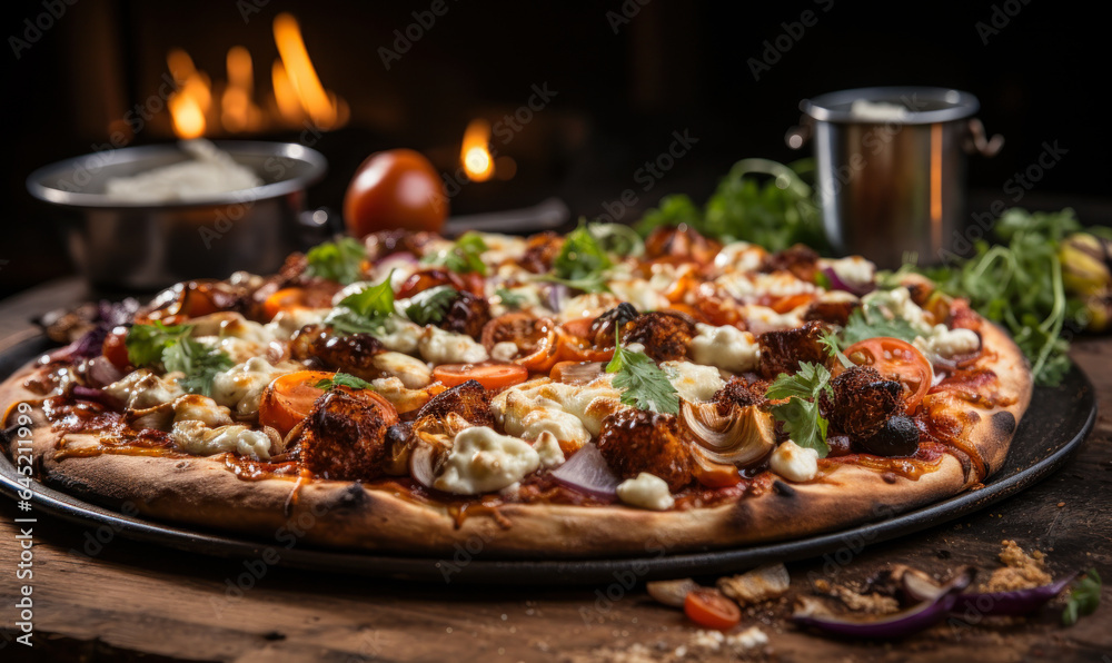 Shawarma Fusion: Pizza with Mozzarella and Olives, Baked to Perfection