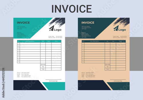 Minimal Corporate Business Invoice design template. vector illustration bill form price invoice. Creative invoice template vector. 
business stationery design payment agreement design template.