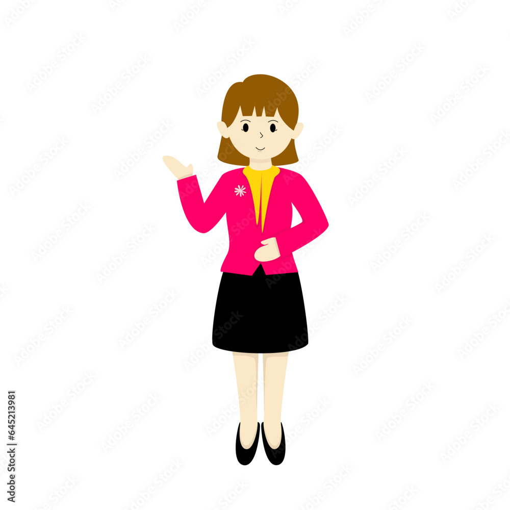Bussiness woman with hand up for presenting illustration Bussiness woman with hand up for presenting illustration