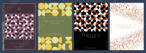 A set of cover, booklet or brochure design templates. The idea of an individual geometric style of interior decoration and creative design. A variant of the corporate corporate identity