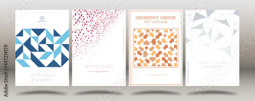 A set of cover, booklet or brochure design templates. The idea of an individual geometric style of interior decoration and creative design. A variant of the corporate corporate identity