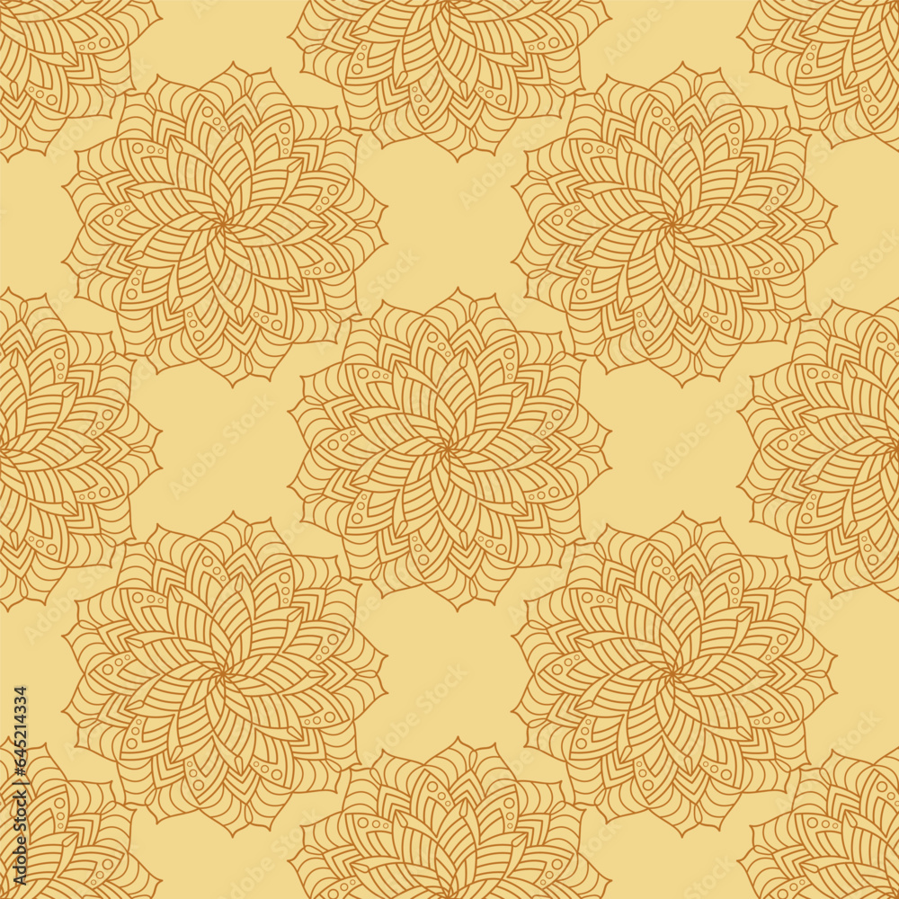 Fototapeta premium Seamless circular ornament in ethnic style. Decorative pattern in mandala style for creative ideas of textile decoration, packaging of simple backgrounds and creative design