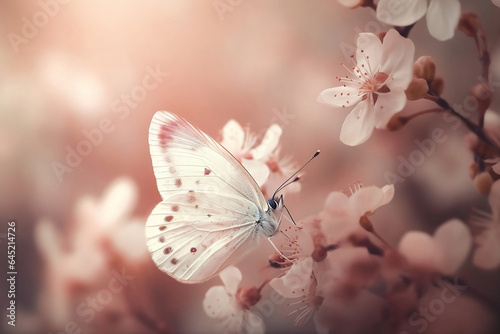 butterfly on pink flower. 