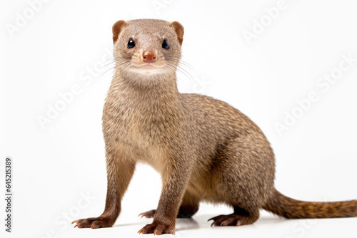 Print op canvas Common dwarf mongoose on white background