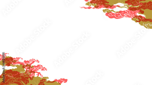 赤と金色の和風雲デザイン背景