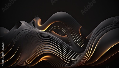 a black and gold abstract design on a black background, an abstract sculpture, generative art, iPhone 15 background, very detailed curve, vertical composition, magnetic waves