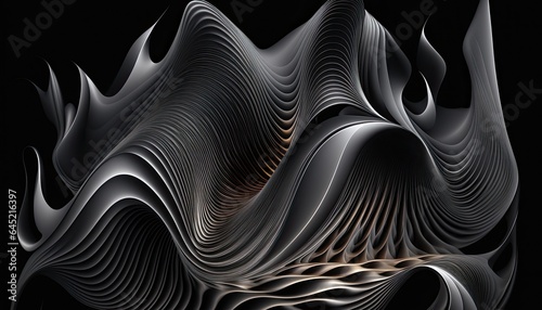 a black and gold abstract design on a black background, an abstract sculpture, generative art, iPhone 15 background, very detailed curve, vertical composition, magnetic waves