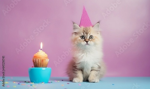 cat with cupcake photo