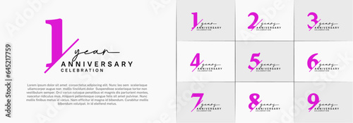 set of anniversary logo with purple and black color can be use for celebration