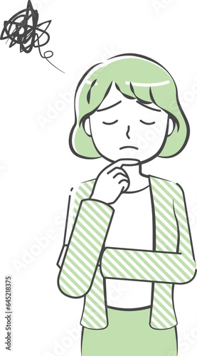 Worried woman's upper body illustration-friendly simple touch