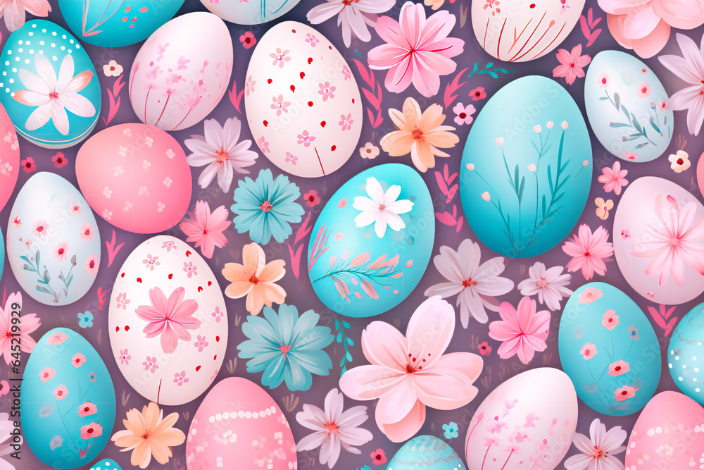 Easter eggs pattern. Easter background, wallpaper. Christian holiday