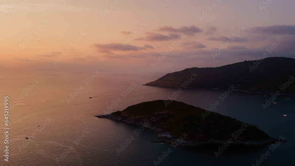 Phromthep Cape, beautiful natural sea view Sunset view point, the number 1 viewpoint that tourists visit in Phuket, Thailand.