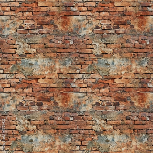 Seamless pattern of rusty bricks wall, Generative Ai