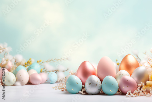 Easter eggs pattern. Easter background, wallpaper. Christian holiday