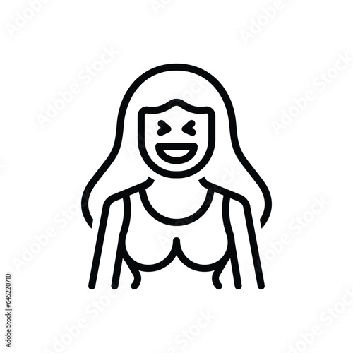 Black line icon for laugh 