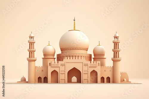 Free Eid Mubarak realistic silhouette of moon and mosque Generative AI