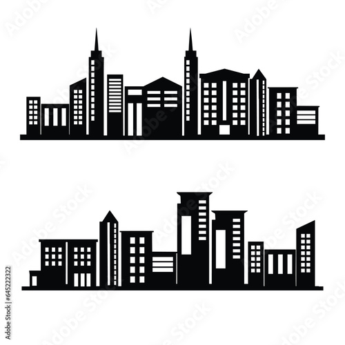 Cityscape with buildings   in flat style vector illustration.