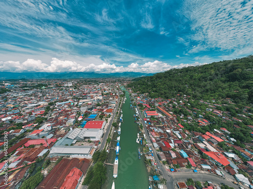 Aerial Photo of the Batang Arau river in Padang City, West Sumatra, Indonesia photo