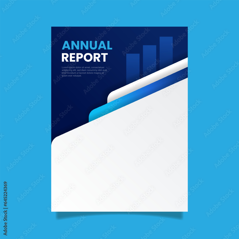 Fototapeta premium Geometric blue annual report business flyer template design. - Vector.